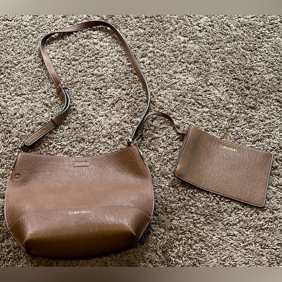Calvin Klein Handbags - Calvin Klein Brown Crossbody Tote Bag with Pouch NWOT